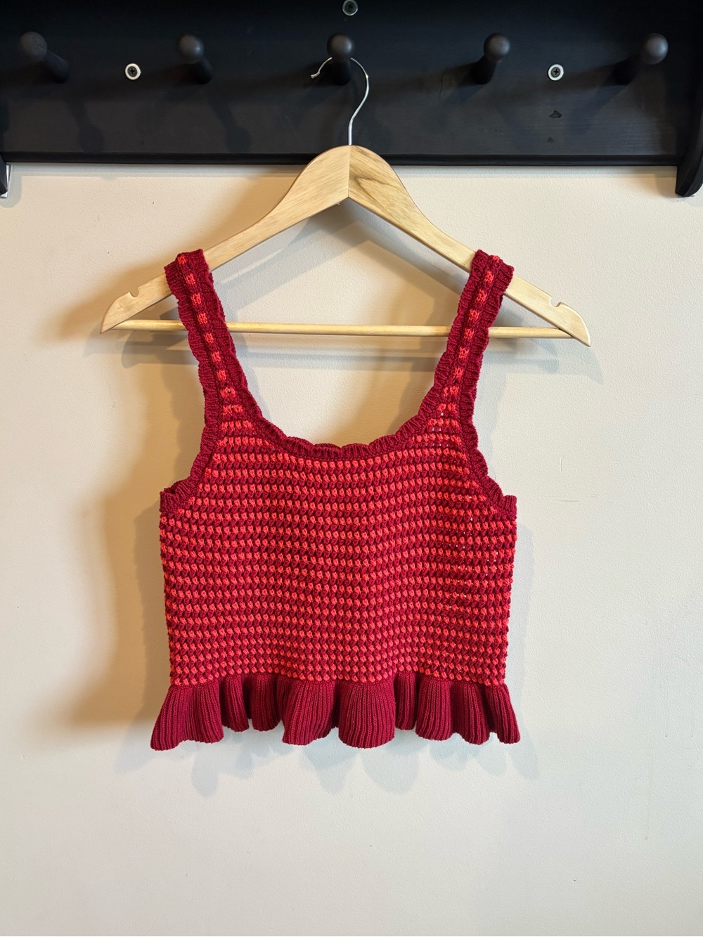 American Eagle Red Crochet Crop Top